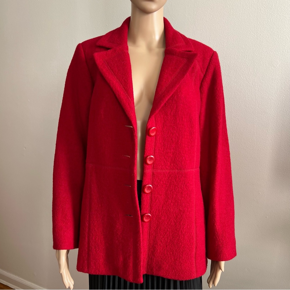 PENDLETON Red 100% Merino Wool Button Front Jacket Coat Size M